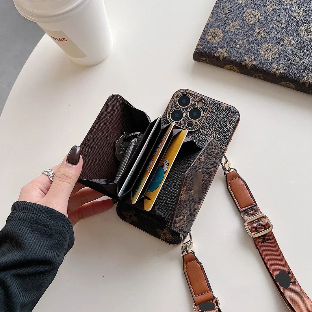 Brown iPhone case 2001 large | Accordion card holder (subject to the video) - The Luxe Case