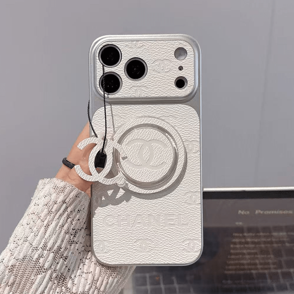 Chanel Embossed Monogram MagSafe Ring Holder Premium Leather Luxury Phone Case - The Luxe Case