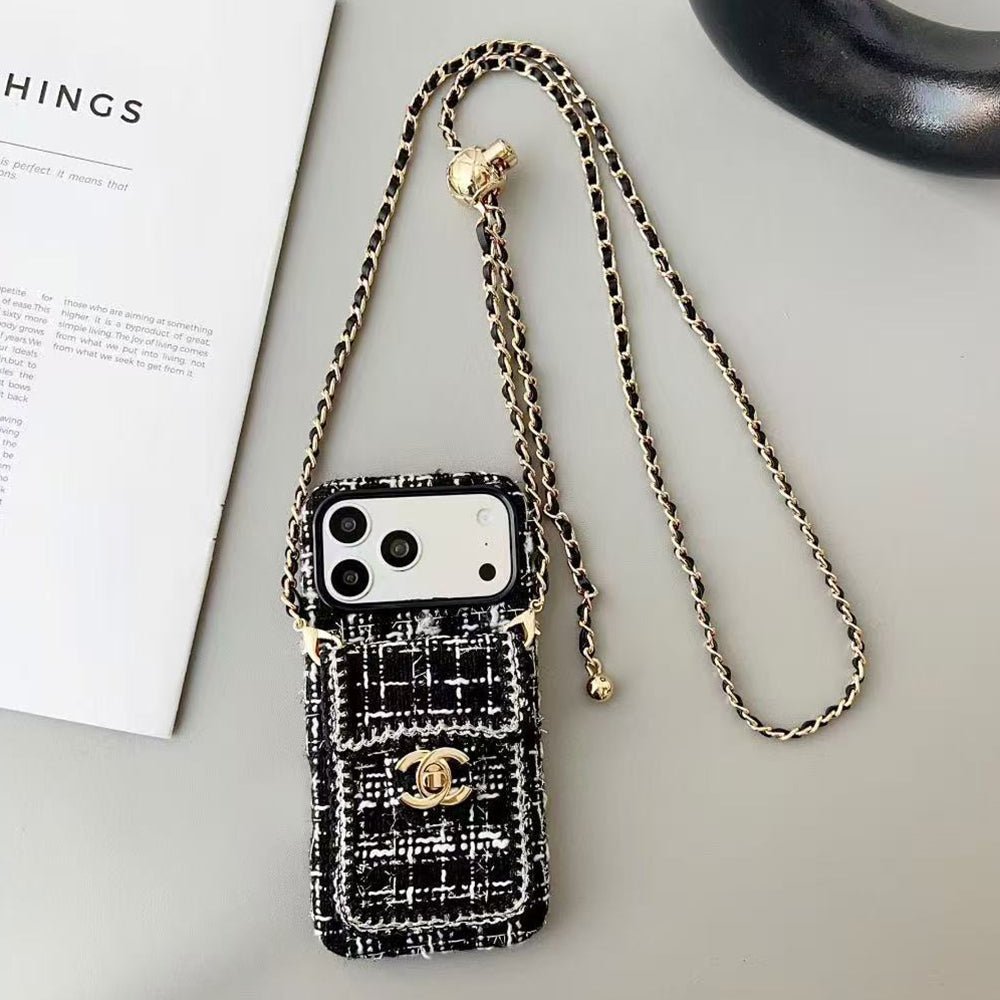 Chanel Style Tweed Quilted Card Holder Wallet Luxury Phone Case - The Luxe Case