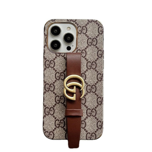 GG iPhone Case With Holder Brown - The Luxe Case