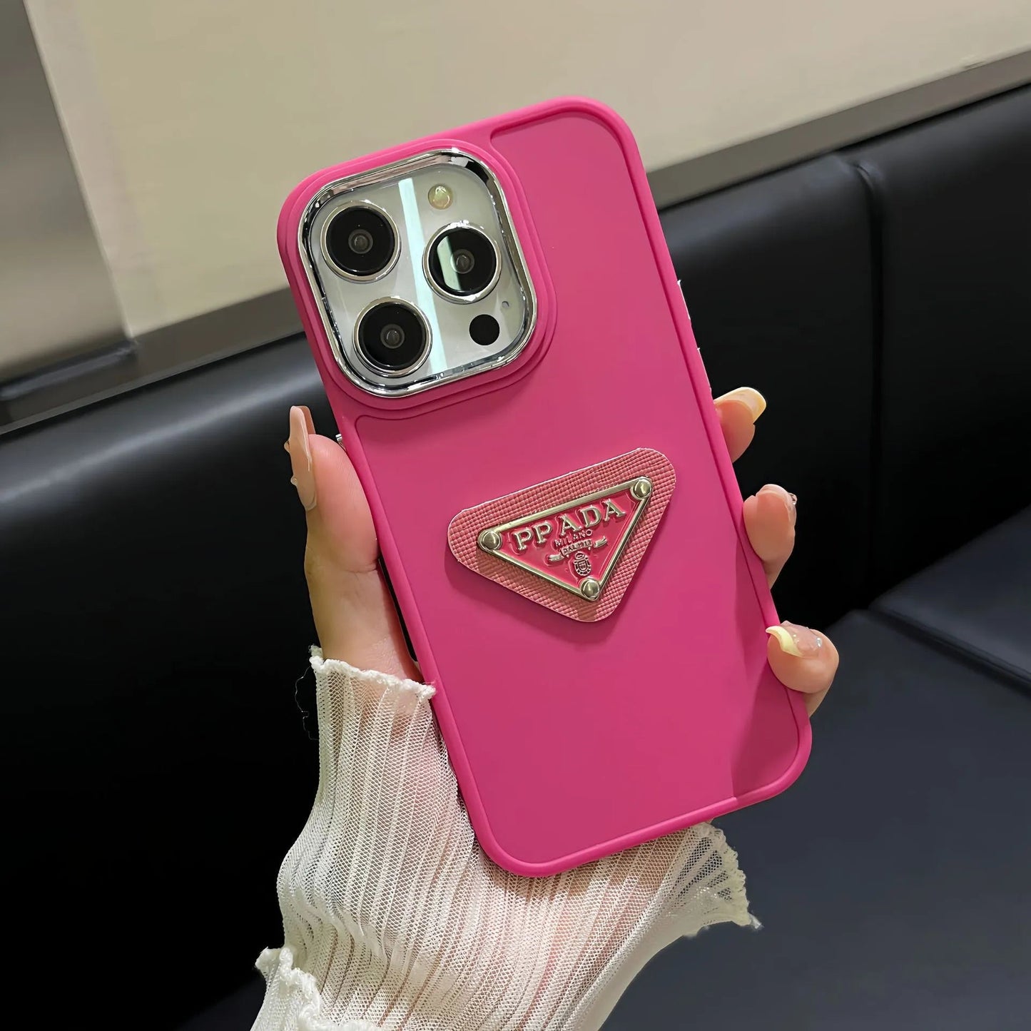 PD Simple Metal Triangle Label iPhone Case - The Luxe Case