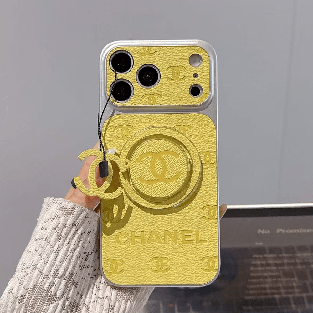 Chanel Embossed Monogram MagSafe Ring Holder Premium Leather Luxury Phone Case - The Luxe Case