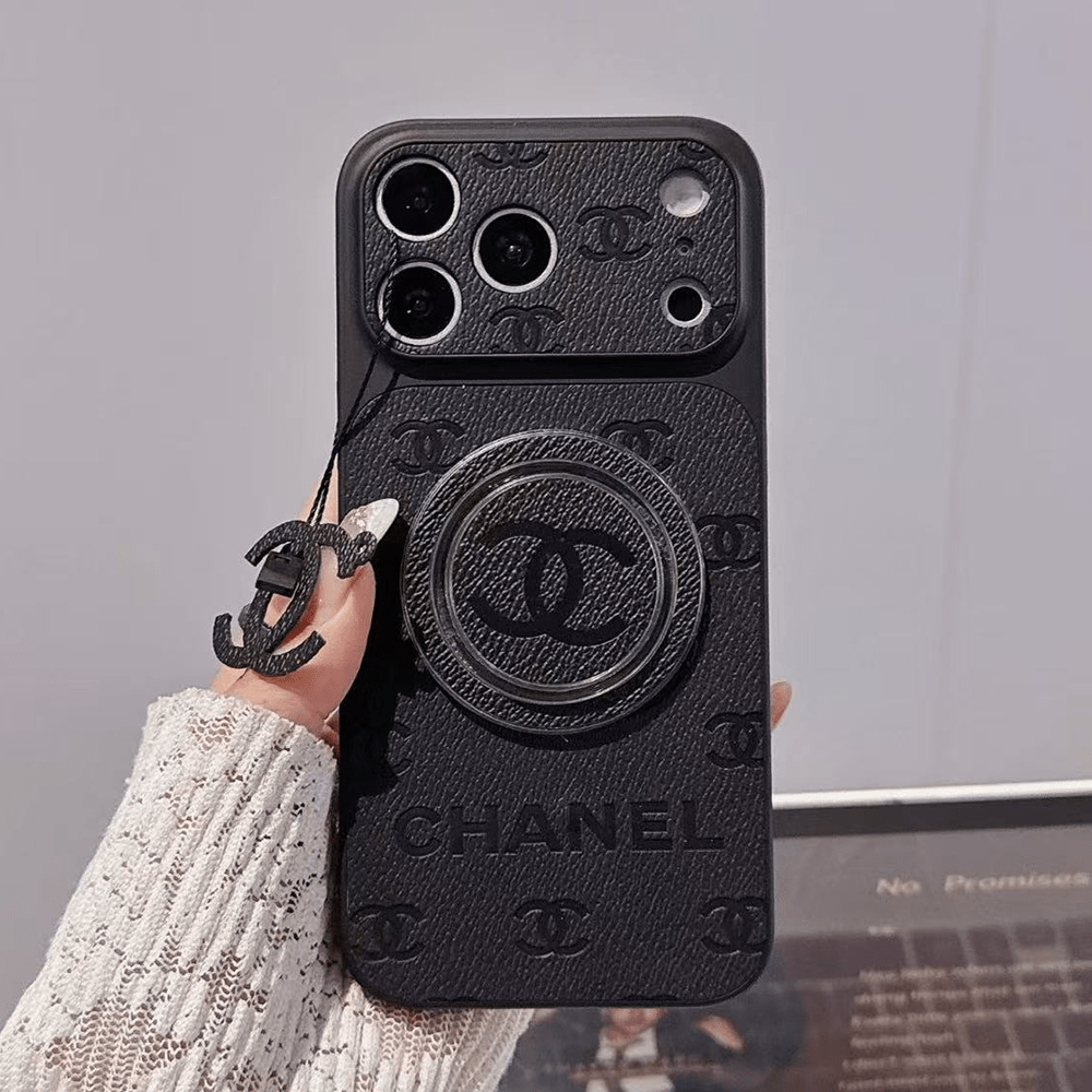Chanel Embossed Monogram MagSafe Ring Holder Premium Leather Luxury Phone Case - The Luxe Case