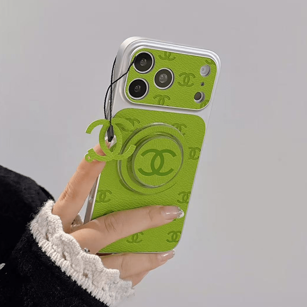 Chanel Embossed Monogram MagSafe Ring Holder Premium Leather Luxury Phone Case - The Luxe Case