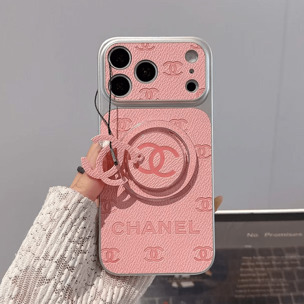 Chanel Embossed Monogram MagSafe Ring Holder Premium Leather Luxury Phone Case - The Luxe Case