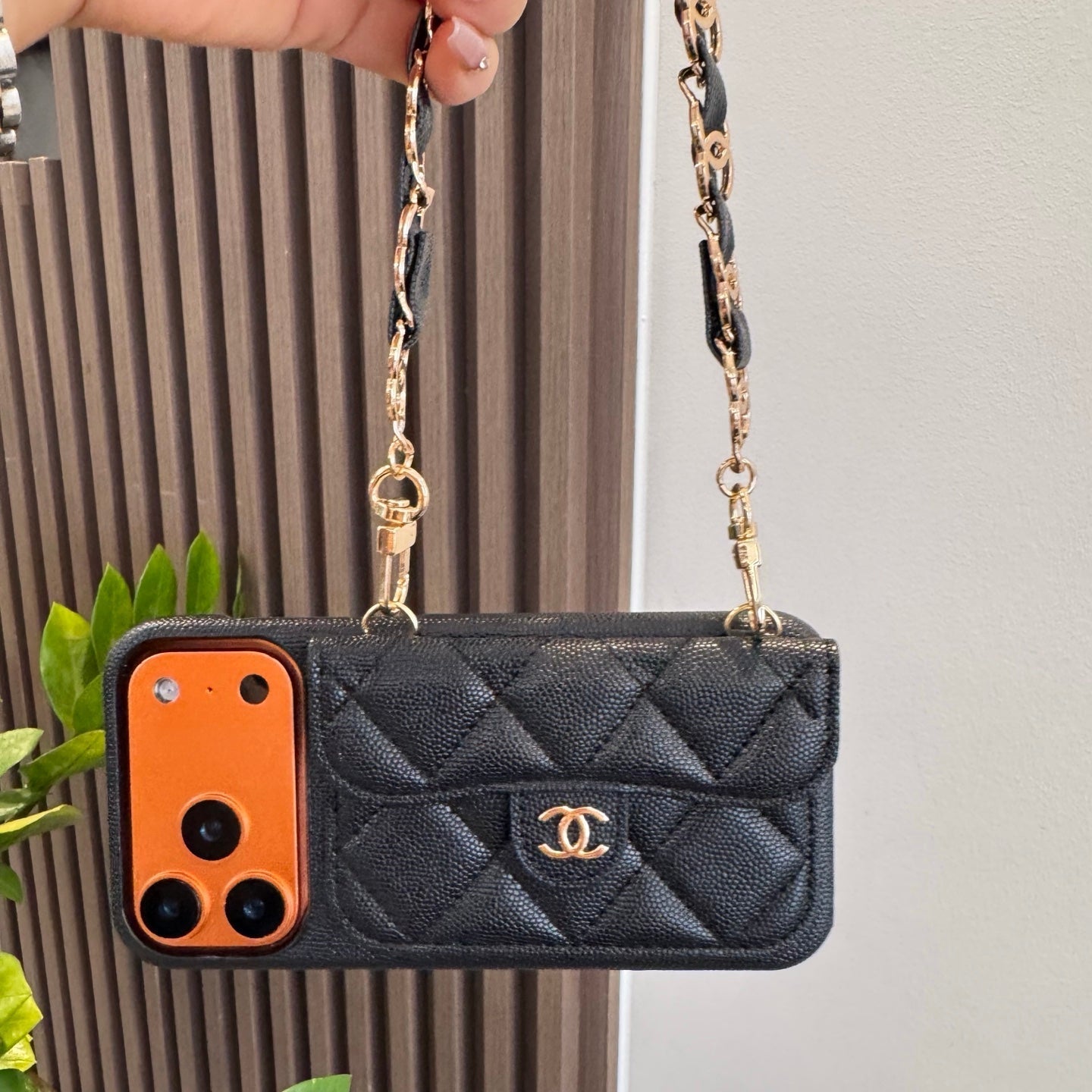 Chanel Quilted Caviar Leather Card Holder Chain Strap Luxury Phone Case - The Luxe Case