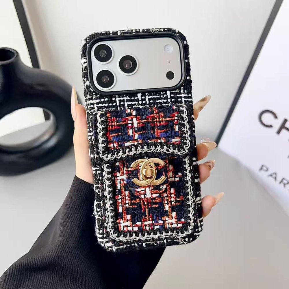 Chanel Style Tweed Quilted Card Holder Wallet Luxury Phone Case - The Luxe Case