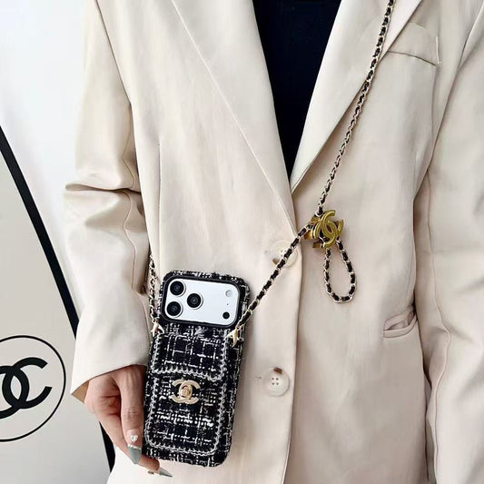 Chanel Style Tweed Quilted Card Holder Wallet Luxury Phone Case - The Luxe Case