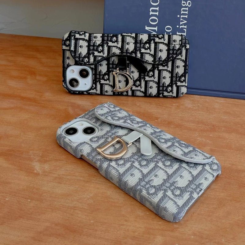 Classic Luxury CD Gray iPhone Case With Card Holder - The Luxe Case
