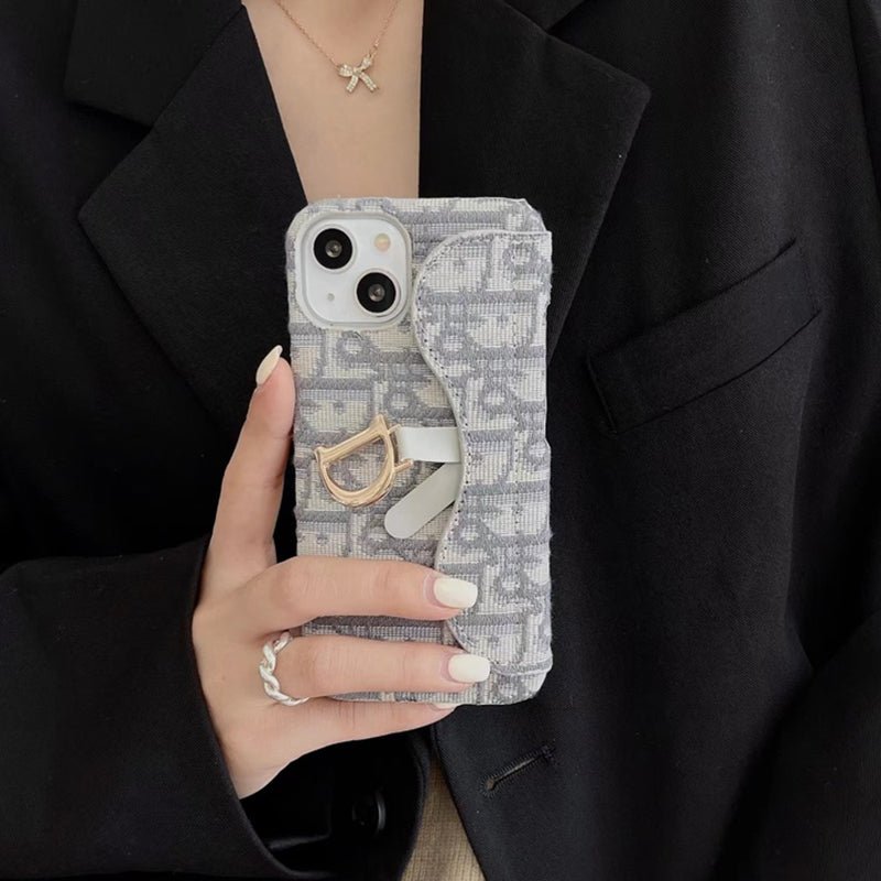 Classic Luxury CD Gray iPhone Case With Card Holder - The Luxe Case