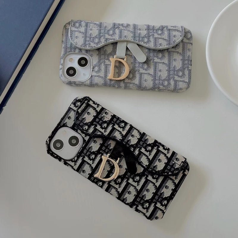 Classic Luxury CD Gray iPhone Case With Card Holder - The Luxe Case