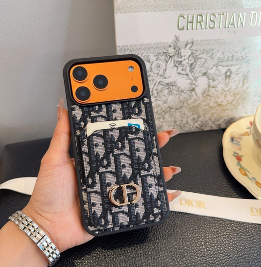 Dior Card Holder Fabric Full-Cover Phone Case - The Luxe Case