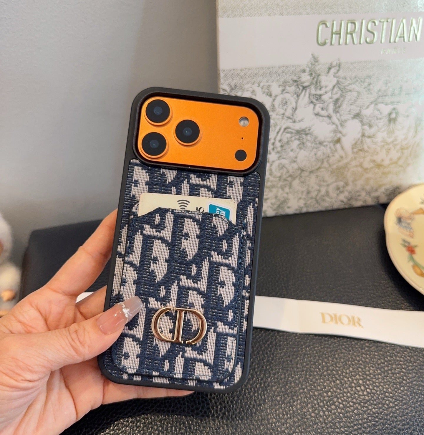 Dior Card Holder Fabric Full-Cover Phone Case - The Luxe Case