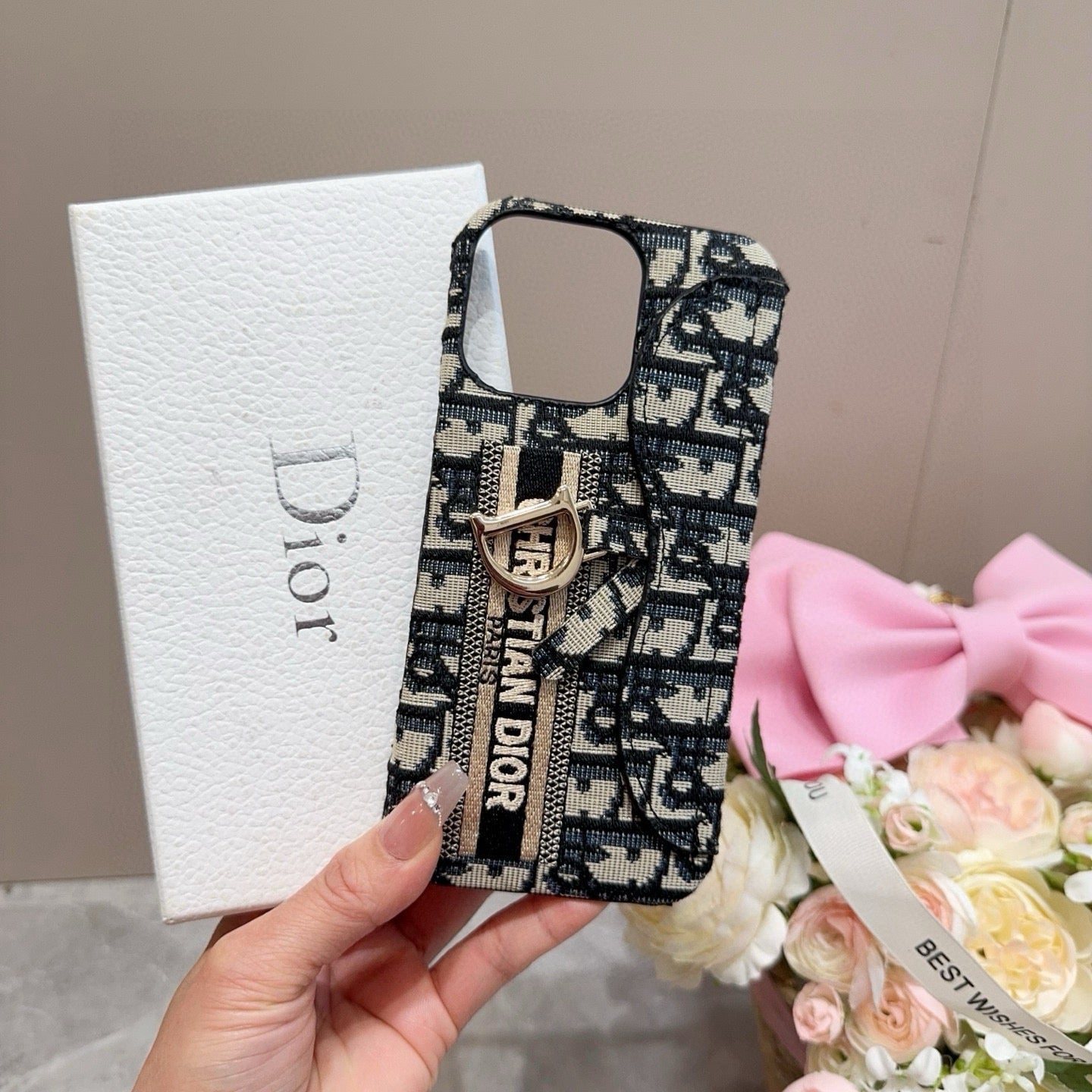 Dior Embroidered Fabric Card Holder Phone Case - The Luxe Case
