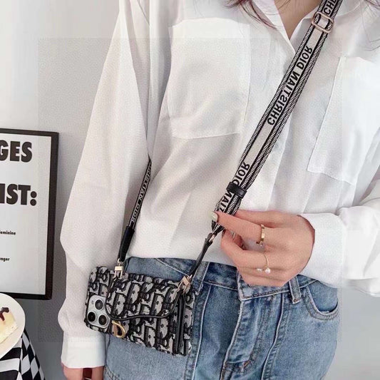 Dior Montaigne Card Holder Phone Case Embroidered Strap - The Luxe Case