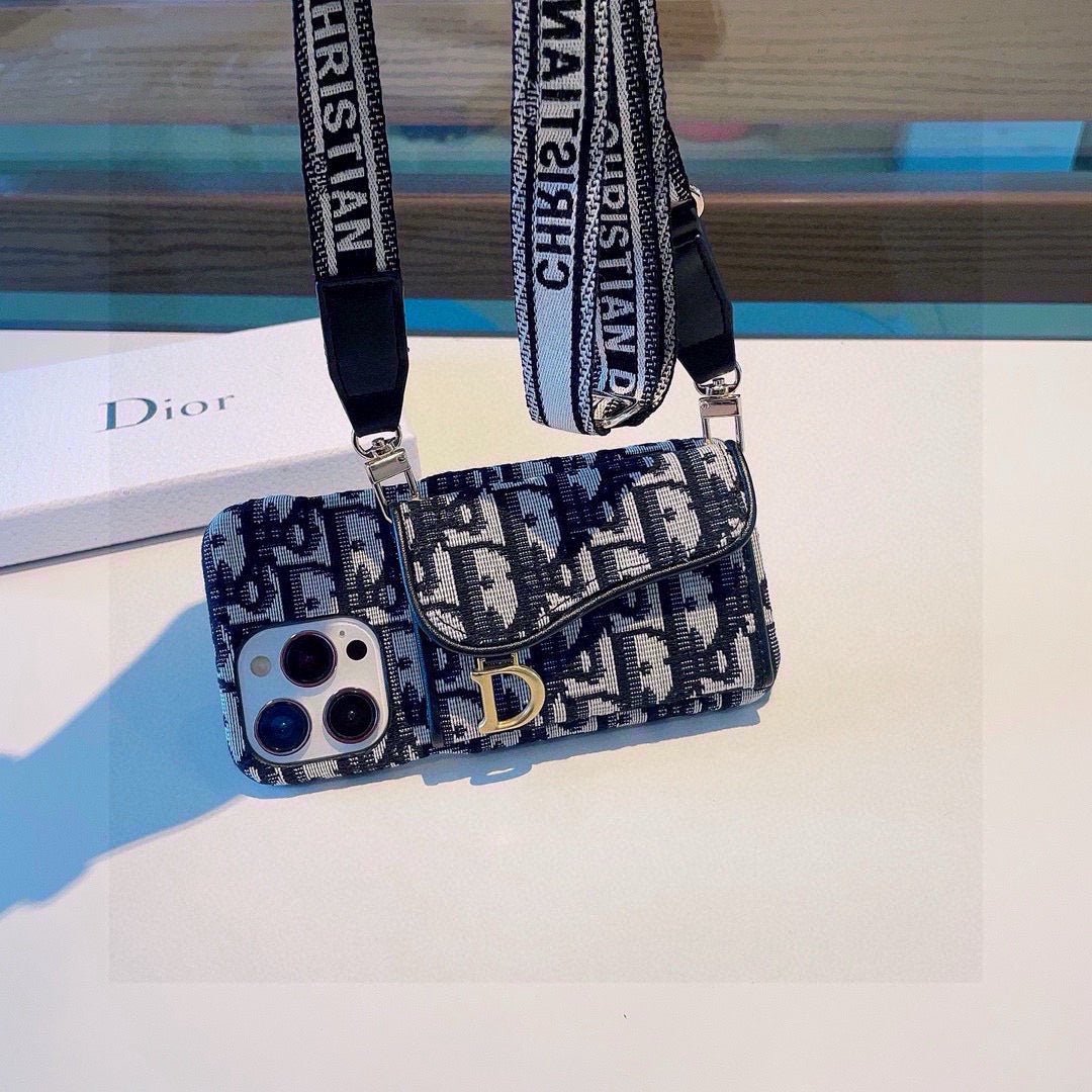 Dior Montaigne Card Holder Phone Case Embroidered Strap - The Luxe Case