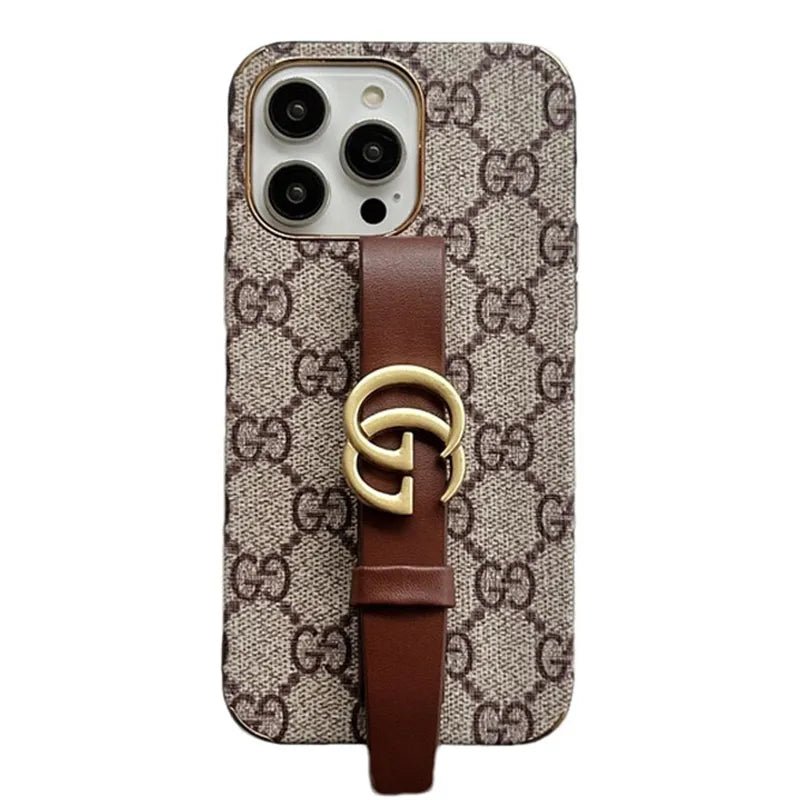 GG Luxurious Leather iPhone Case With Holder - The Luxe Case