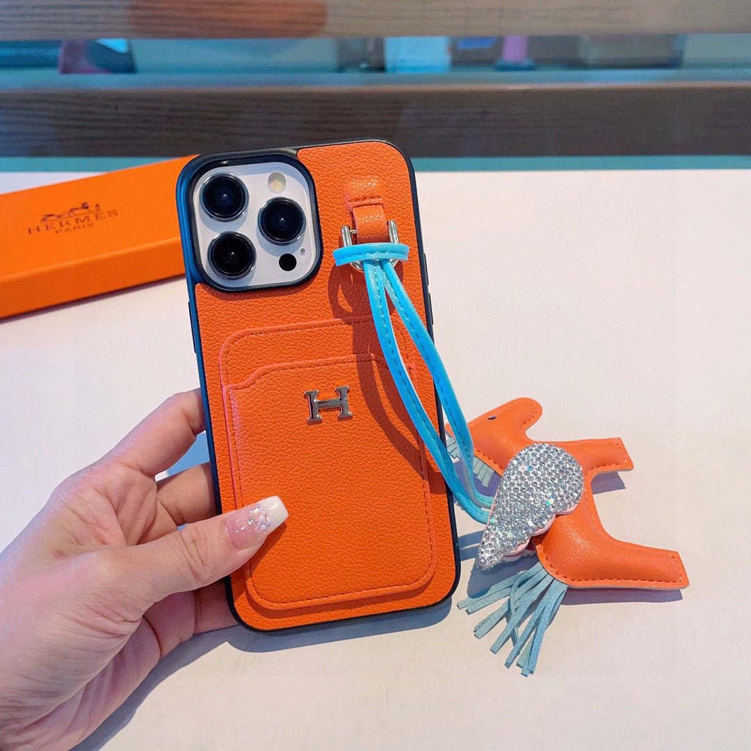 Hermès Style Premium Leather Card Holder Phone Case - The Luxe Case