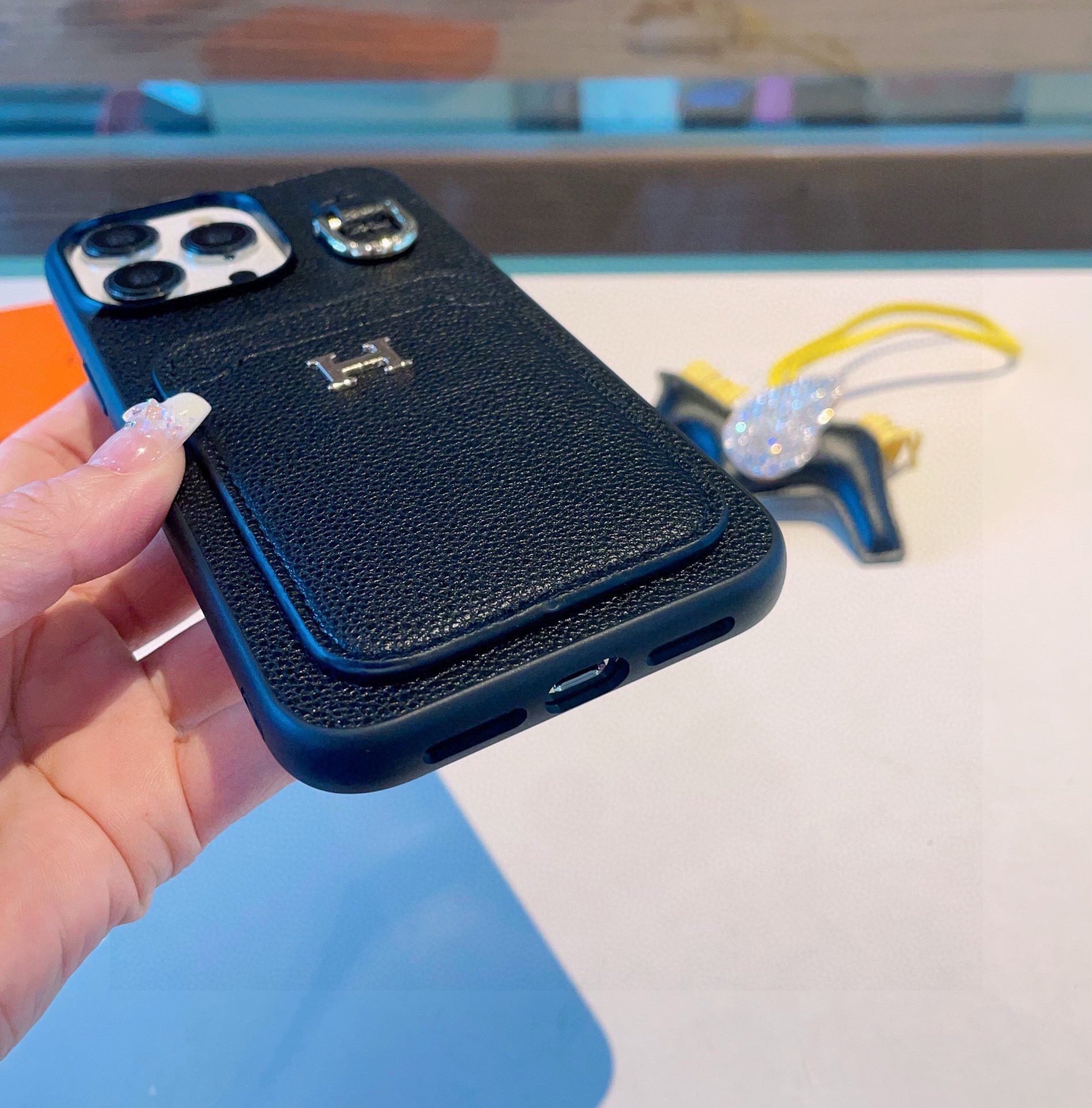 Hermès Style Premium Leather Card Holder Phone Case - The Luxe Case