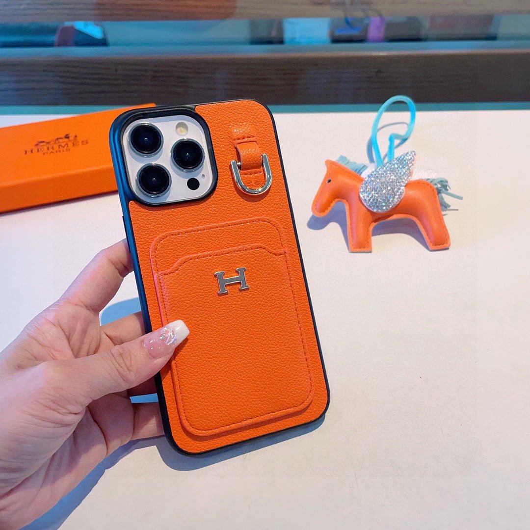 Hermès Style Premium Leather Card Holder Phone Case - The Luxe Case