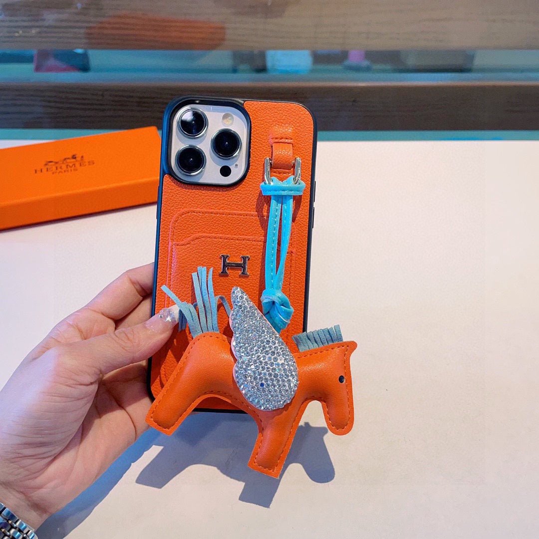Hermès Style Premium Leather Card Holder Phone Case - The Luxe Case