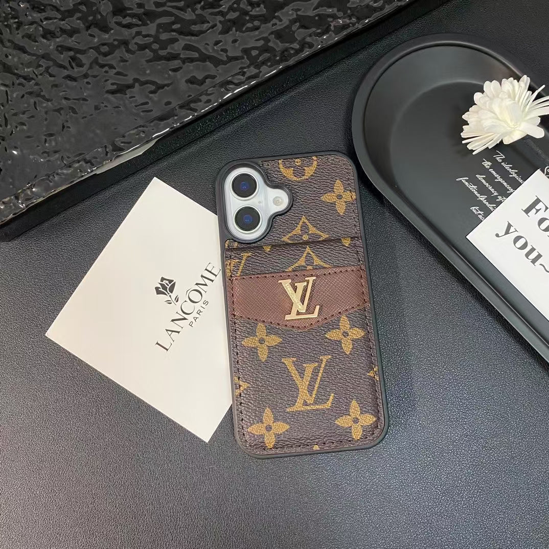 LV & GG Luxury Monogram iPhone Case with Card Holder - The Luxe Case