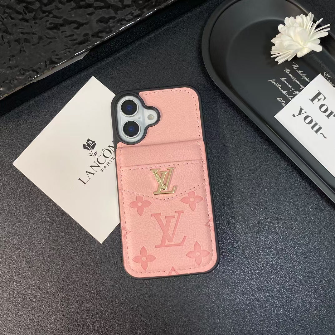 LV & GG Luxury Monogram iPhone Case with Card Holder - The Luxe Case