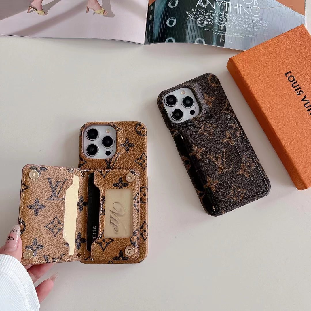 LV Monogram iPhone Case Luxury Edition with Card Holder - The Luxe Case