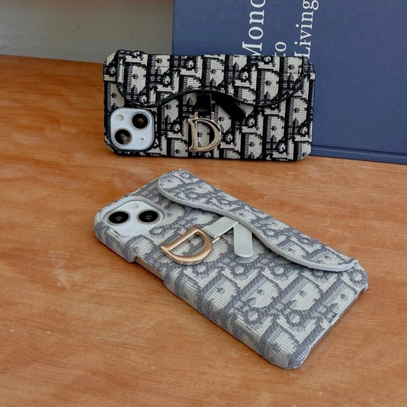 Personalized CD Black iPhone Case With Card Holder - The Luxe Case